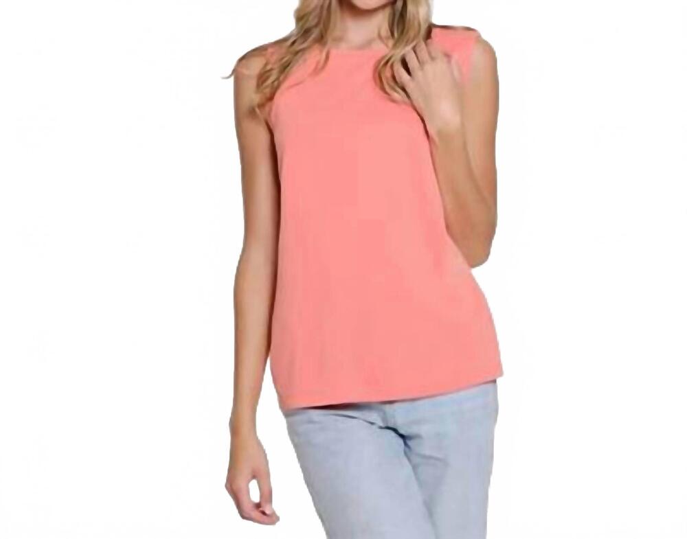NEW MULTIPLES high neck scoop tank top in coral pink